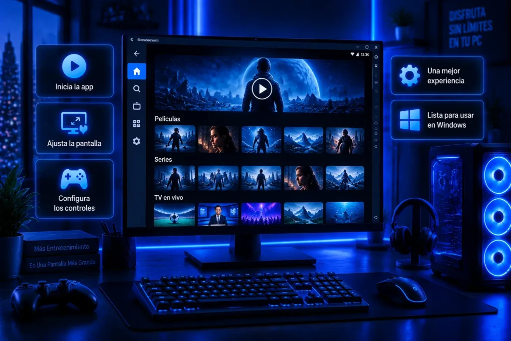 PC Xuper TV funcionando en Windows mediante un emulador Android