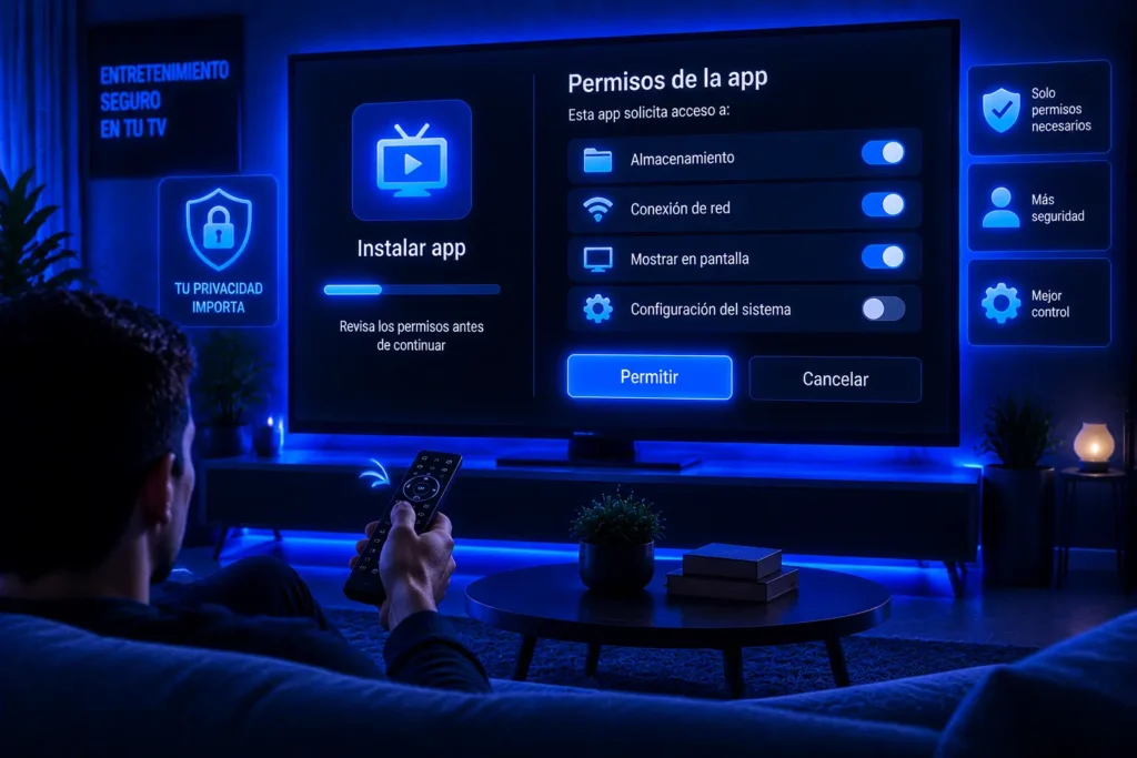 TV Revisar los permisos de Xuper TV APK durante la instalación en un dispositivo TV