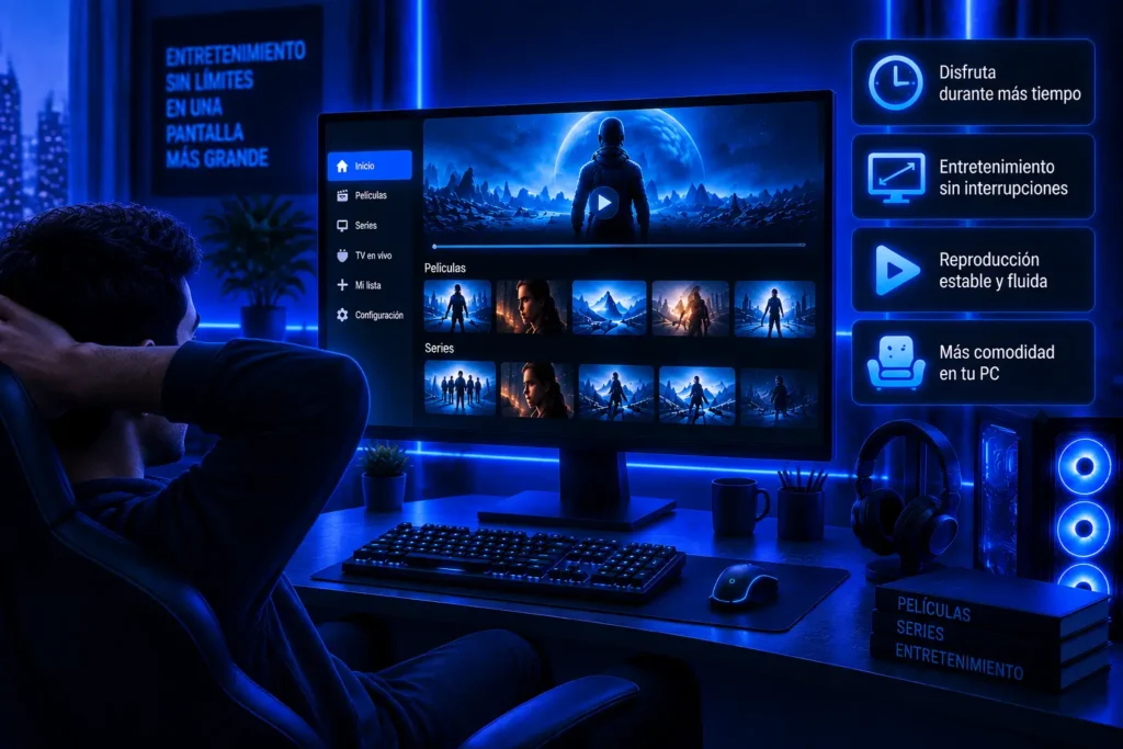 PC Xuper TV en PC para ver películas y series durante sesiones largas de streaming