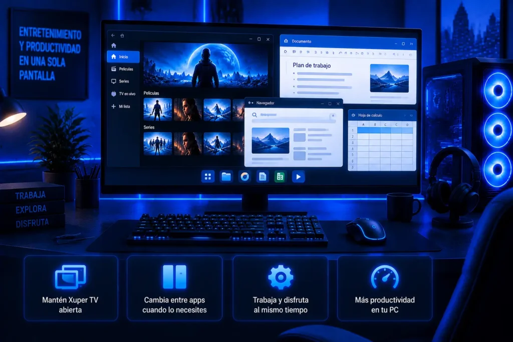 PC Xuper TV en PC funcionando junto con otras aplicaciones de Windows